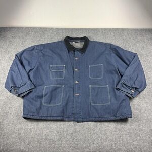 Bob Barker Jacket Mens 6XL Blue Denim Lined Button Front Utility Workwear
